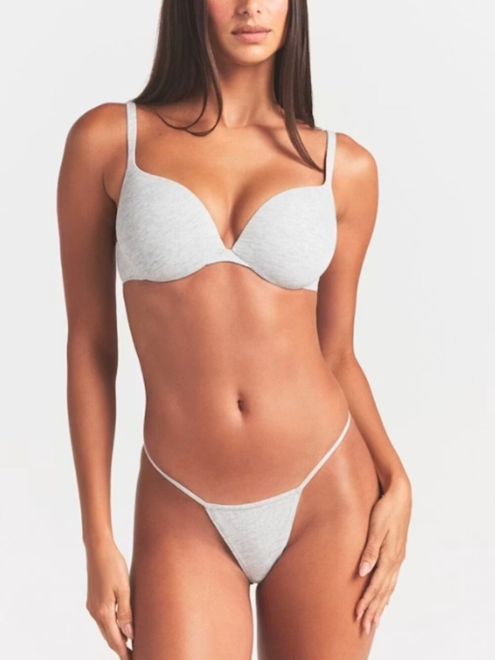 NEW SKIMS Everyday Lightweight Cotton String Thong Light Heather Gray Small NWOT